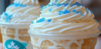 Vanilla Bean Frappuccino with a Blue Raspberry Surprise Vanilla Bean Frappuccino